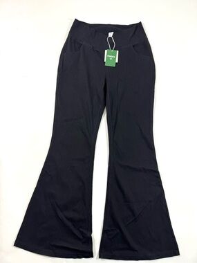 New Halara Crossover Flare Jeans Black Pull On Flex Denim